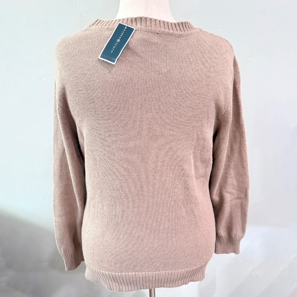 NWT Karen Scott Textured Knit Cotton Sweater - Neutral Beige, XL - Picture 3 of 5